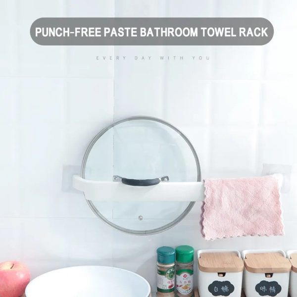 (1 Pcs )plastic Towel Hanger Stick Standing Suction Towel Rack Wall Mounted Cover Bathroom Storage Shelf (random Color)