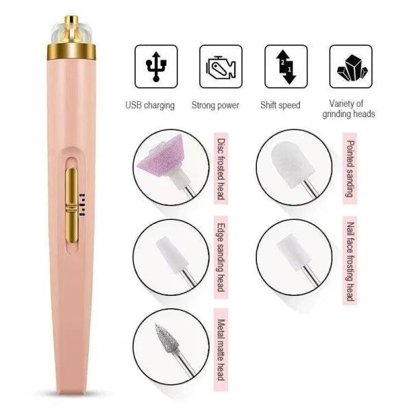 5 In 1 Professional Manicure Nail | Salon Nail Finishing Touch | Nail Grinding, Burnishing Machine | Full Manicure And Pedicure Tool – Random Color