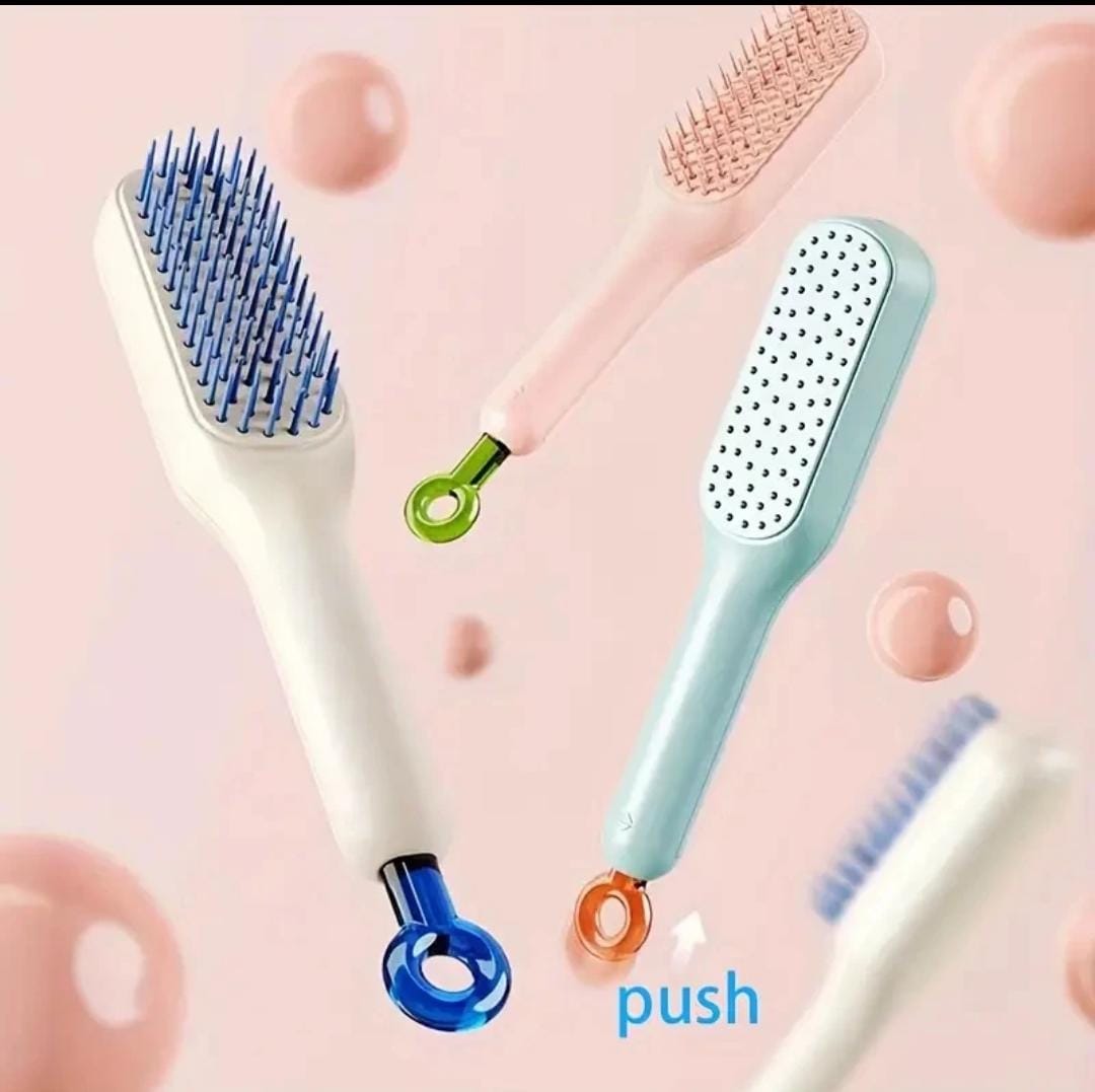 Self Cleaning Magic hair brush, One-click Cleaning Telescopic Hair Comb – (random Color)