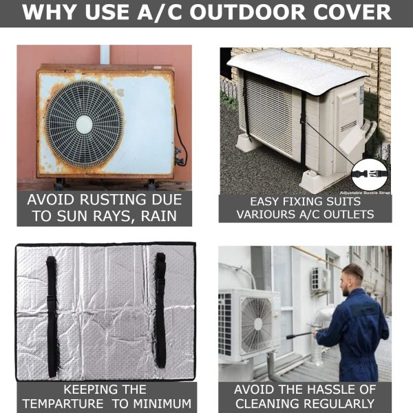 Ac Outdoor Unit Protector Heat Insulation Sunlight Shade Protector From Dust With Adjustable Buckle Rain Cover Air Conditioner Cover – Ac Cover – Ac Outer Cover – Ac Protector – 36 Inches