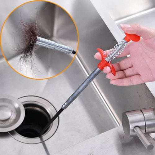 Stainless Steel Hair Catching Drain Cleaning Wire Spring [90cm]  Sink Cleaning Stick
