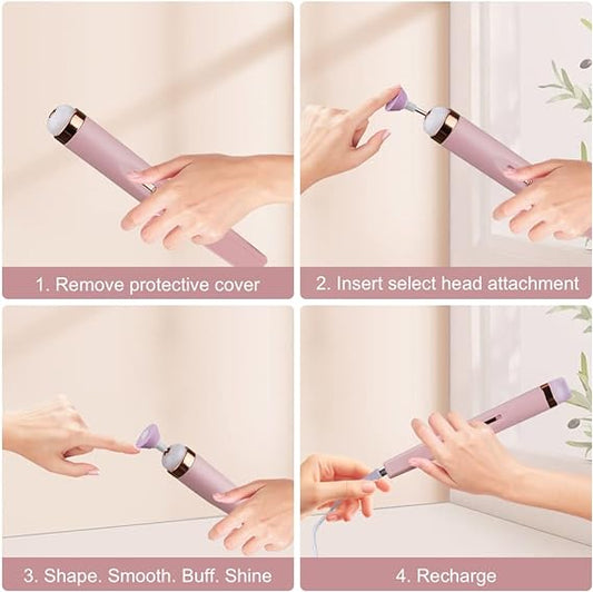 5 In 1 Professional Manicure Nail | Salon Nail Finishing Touch | Nail Grinding, Burnishing Machine | Full Manicure And Pedicure Tool – Random Color