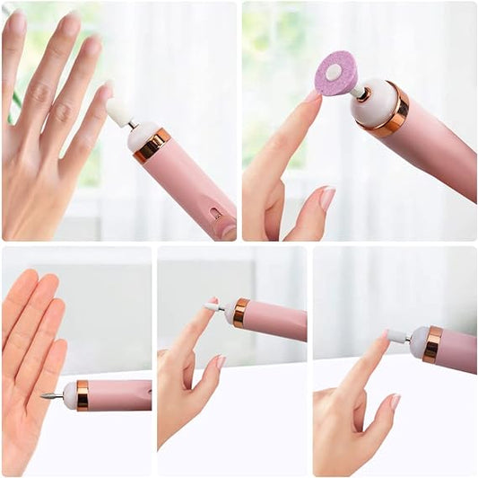 5 In 1 Professional Manicure Nail | Salon Nail Finishing Touch | Nail Grinding, Burnishing Machine | Full Manicure And Pedicure Tool – Random Color
