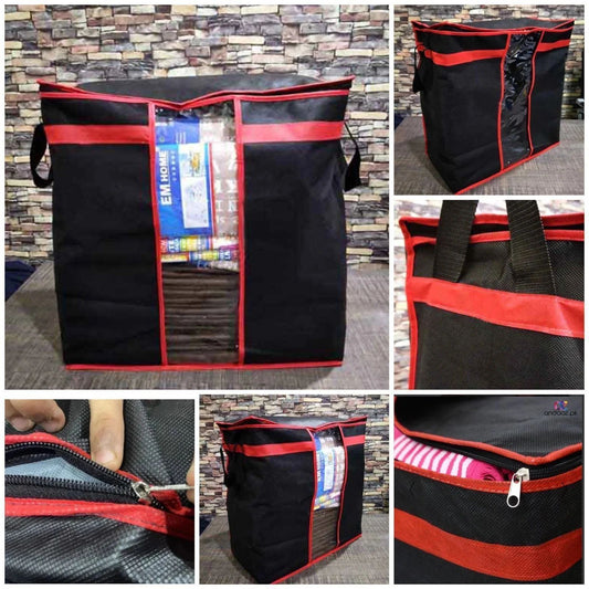 Black Storage Blanket Bag Organizer Folding Bag Organizer, Cloth Storage Boxes For Wardrobe