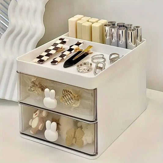 Rabbit Handle Clear Desk Organizer- Perfect For Pen ,makeup And Jewellery Etc (random Color)