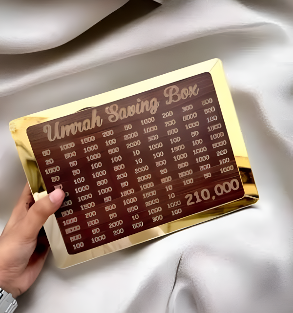 Best Quality Umrah Saving Box – Umrah Saving Box Dark Brown, Wooden Money Box For Umrah – 210,000