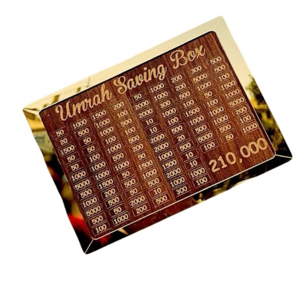 Best Quality Umrah Saving Box – Umrah Saving Box Dark Brown, Wooden Money Box For Umrah – 210,000